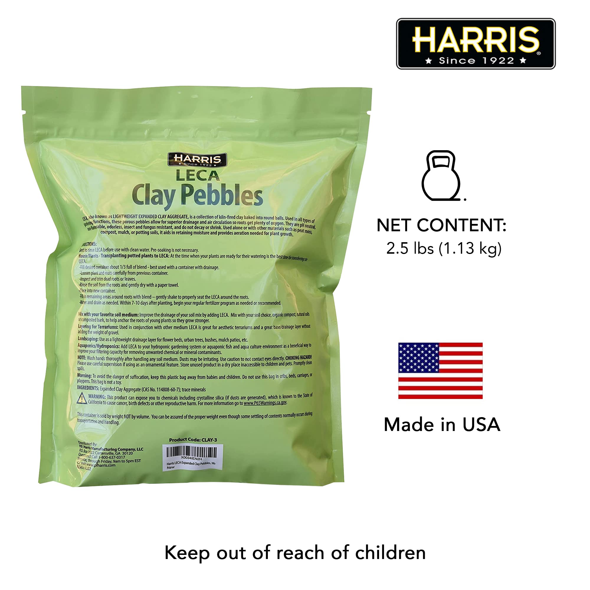 HARRIS LECA clay pebbles brown colour package side view