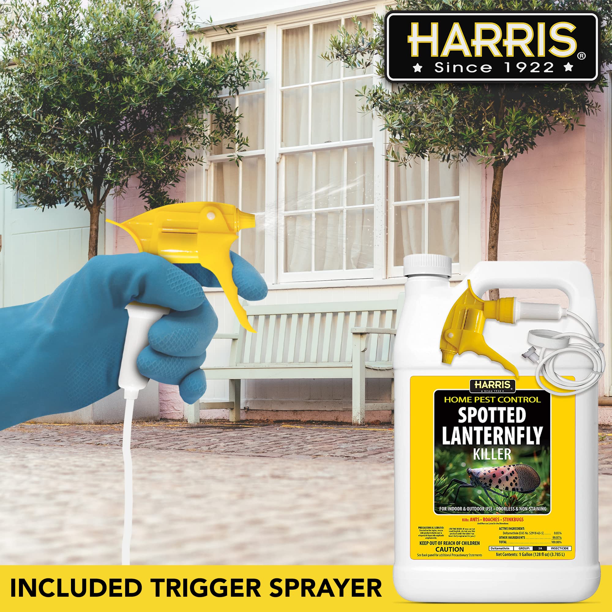 HARRIS Spotted Lantern Fly Killer 128oz back view with safety information