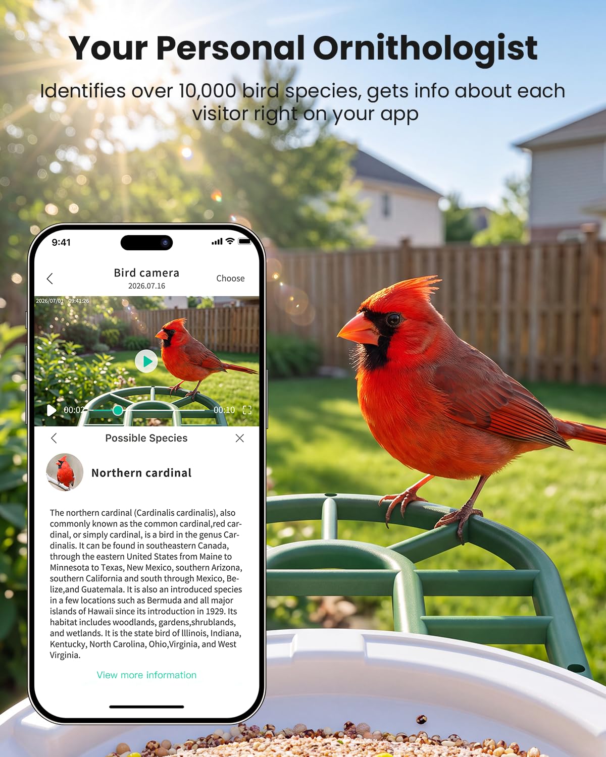 HARYMOR Bird Feeder showing 2K ultra-HD video feature