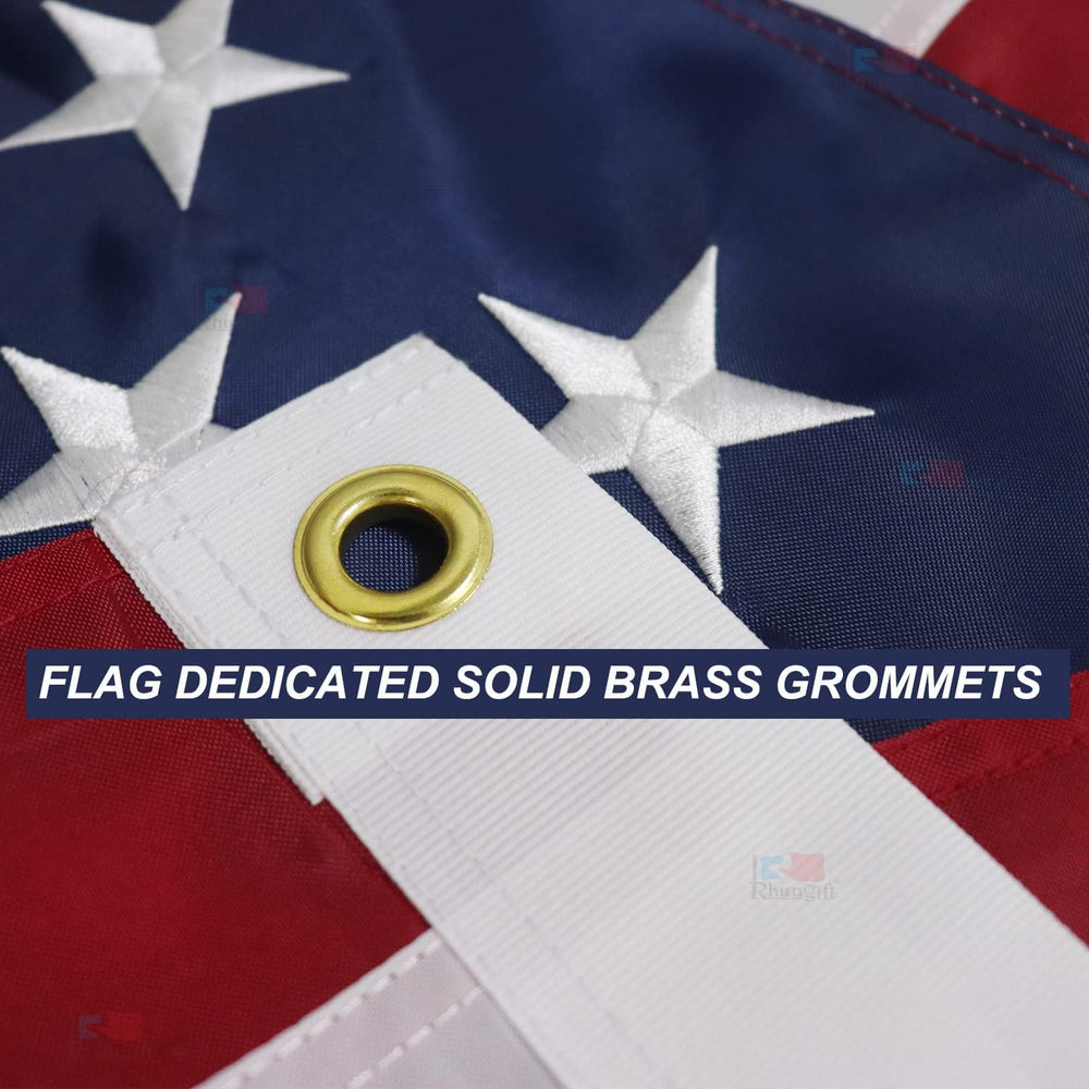 HASRLWINS flag showing quadruple stitching detail at the fly end