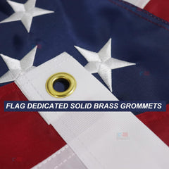 HASRLWINS flag showing quadruple stitching detail at the fly end