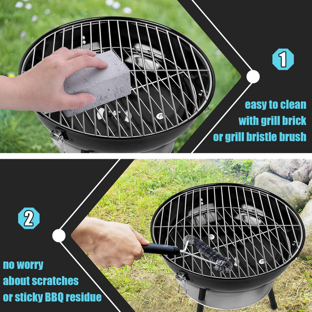 HaSteeL cooking grate placed on mini charcoal grill