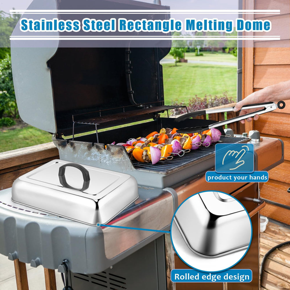 HaSteeL Melting Dome in use on a flat top grill