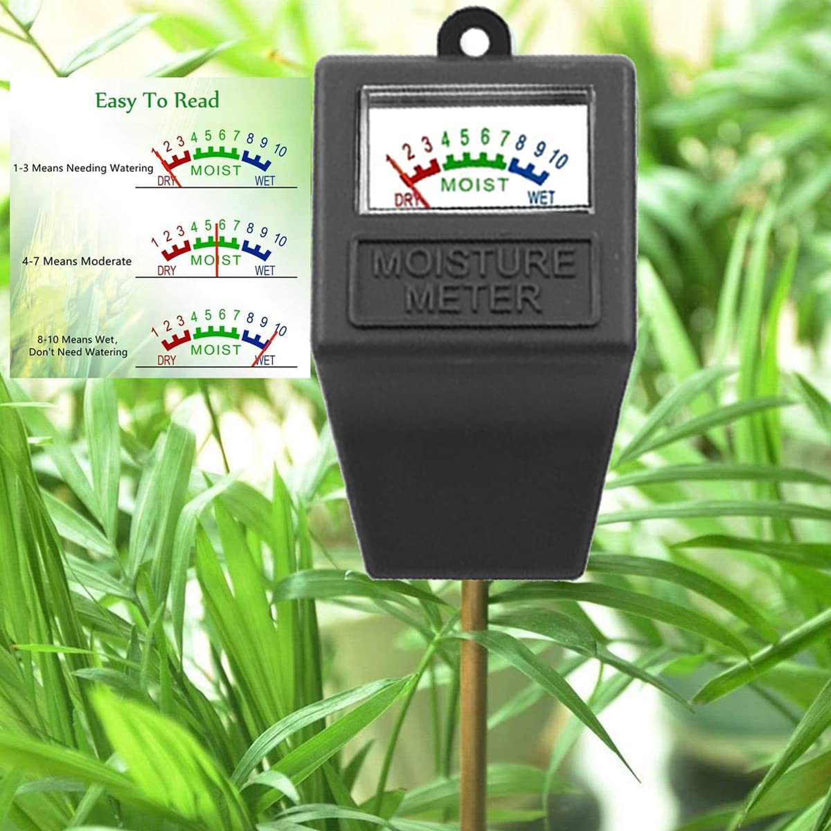 Hathdia Soil Moisture Meter in use with potted plant