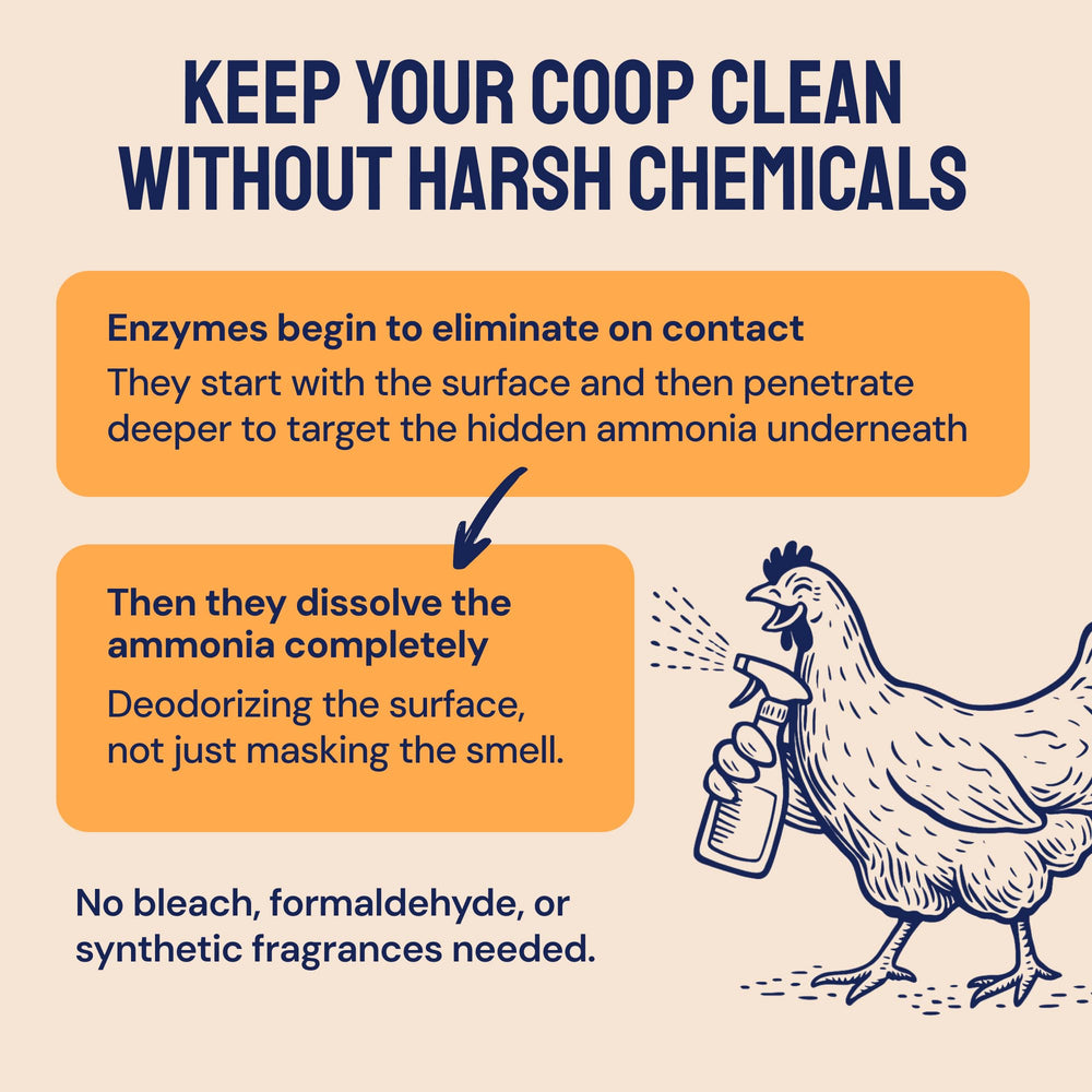 Hatortempt Chicken Coop Deodorizer being used in a chicken coop