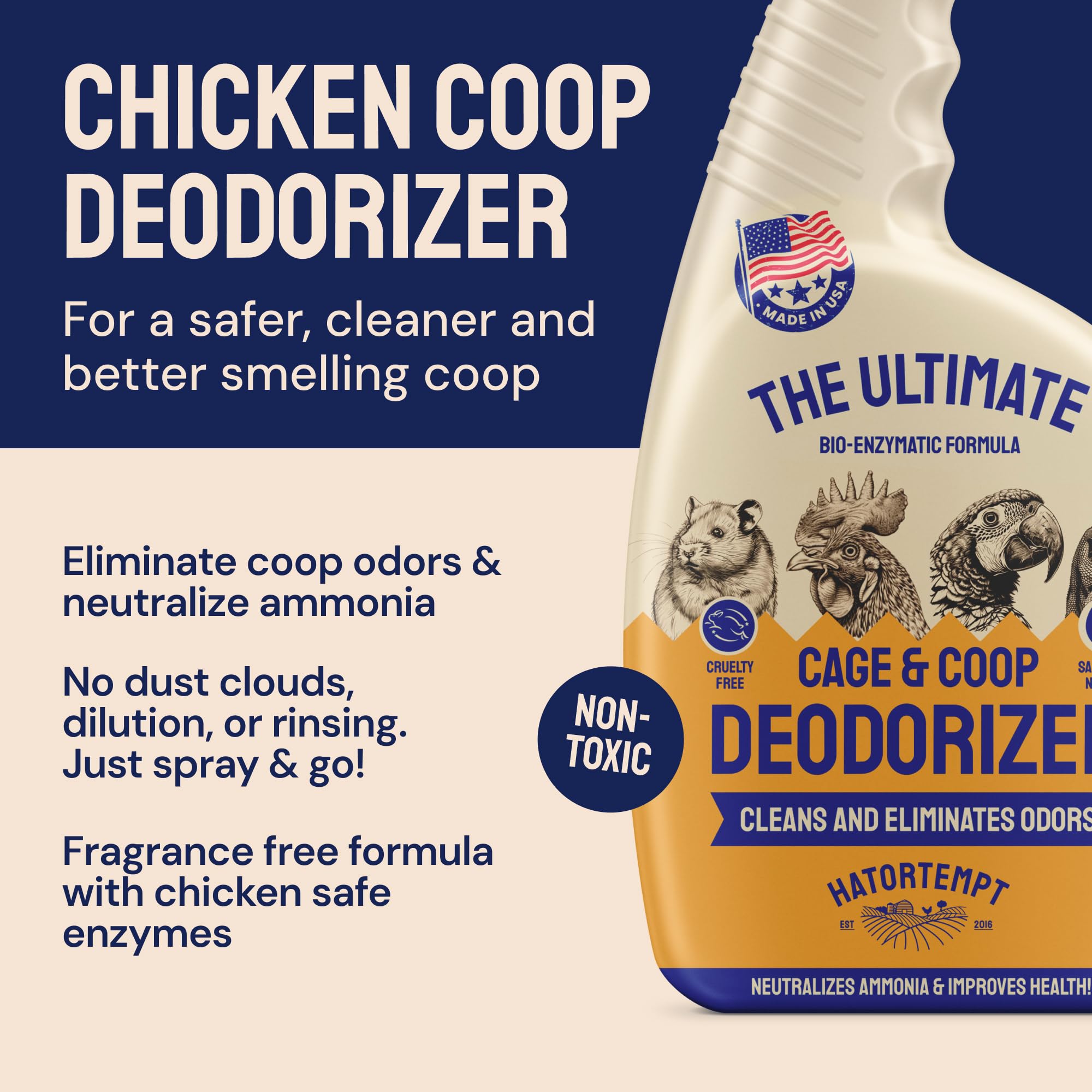 Hatortempt Chicken Coop Deodorizer spray bottle side view