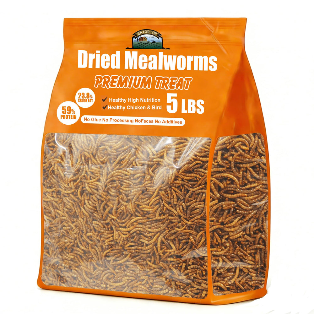 HATORTOP 5LB Dried Mealworms front view in resealable bag