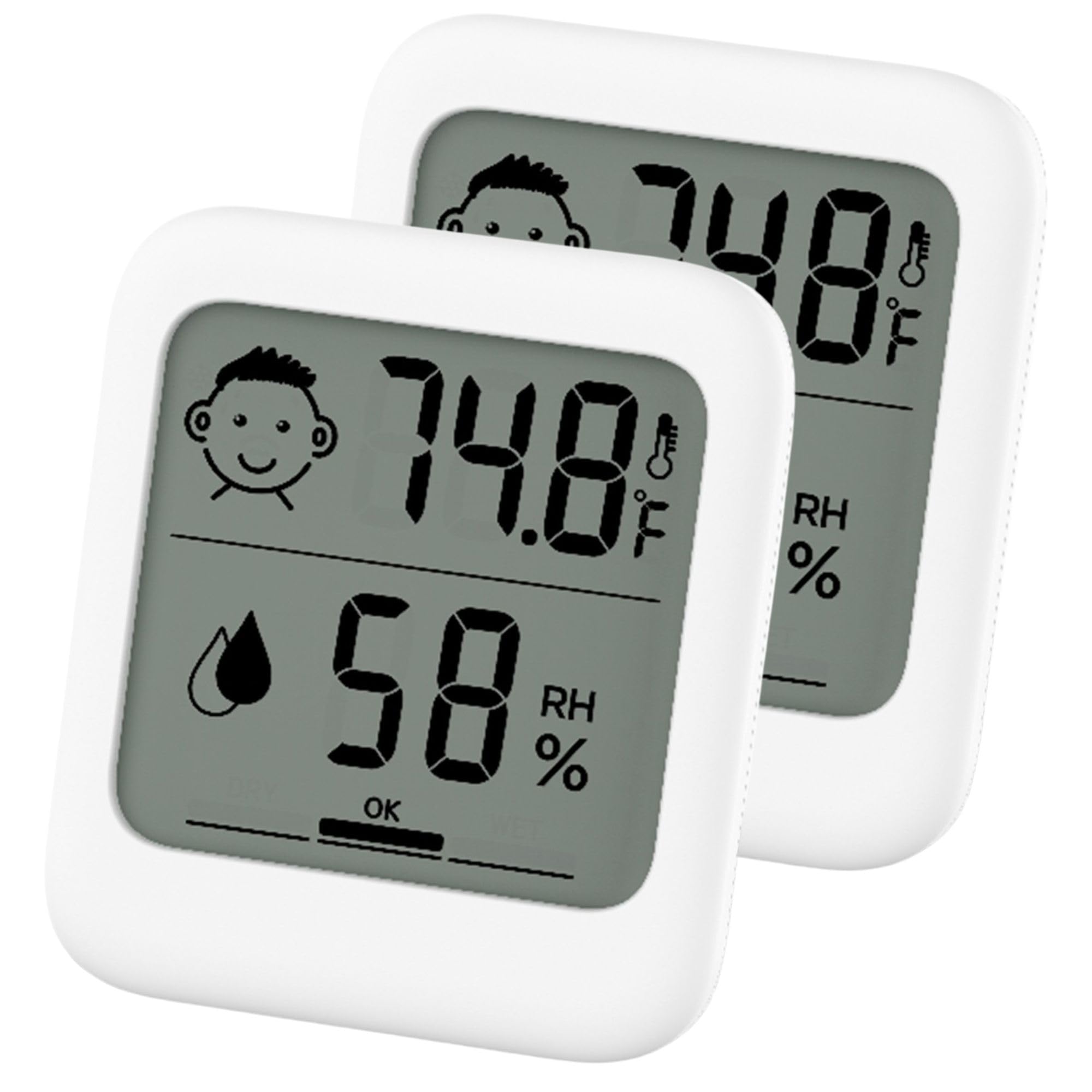 HATUSOKU Digital Thermometer and Hygrometer front view, white model
