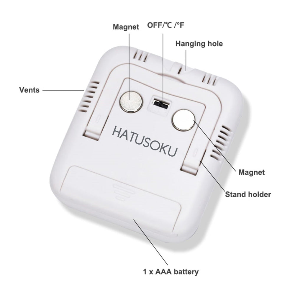 HATUSOKU Digital Thermometer and Hygrometer showing temperature and humidity levels
