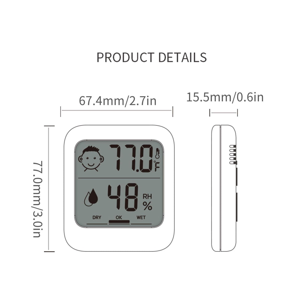 HATUSOKU Digital Thermometer and Hygrometer with AAA battery for operation