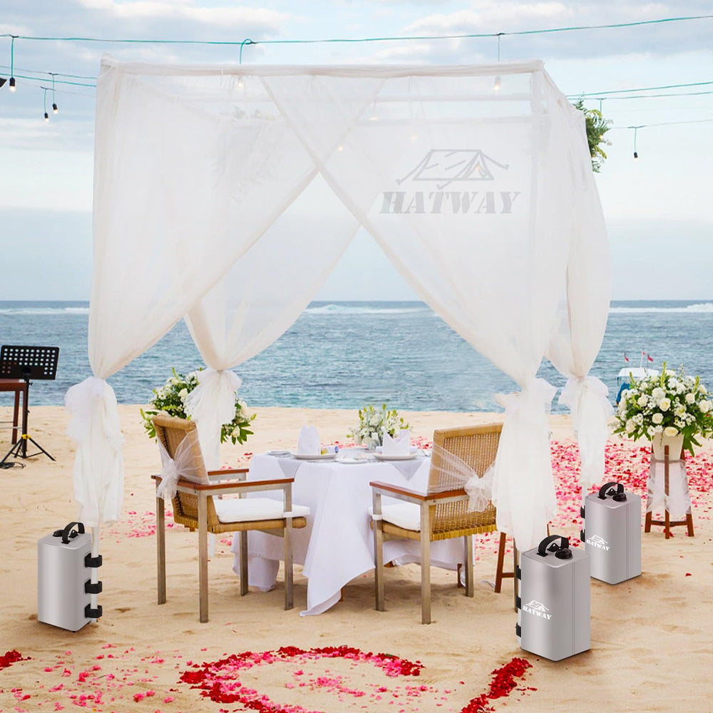 Hatway Canopy Weights in use at a beach setup
