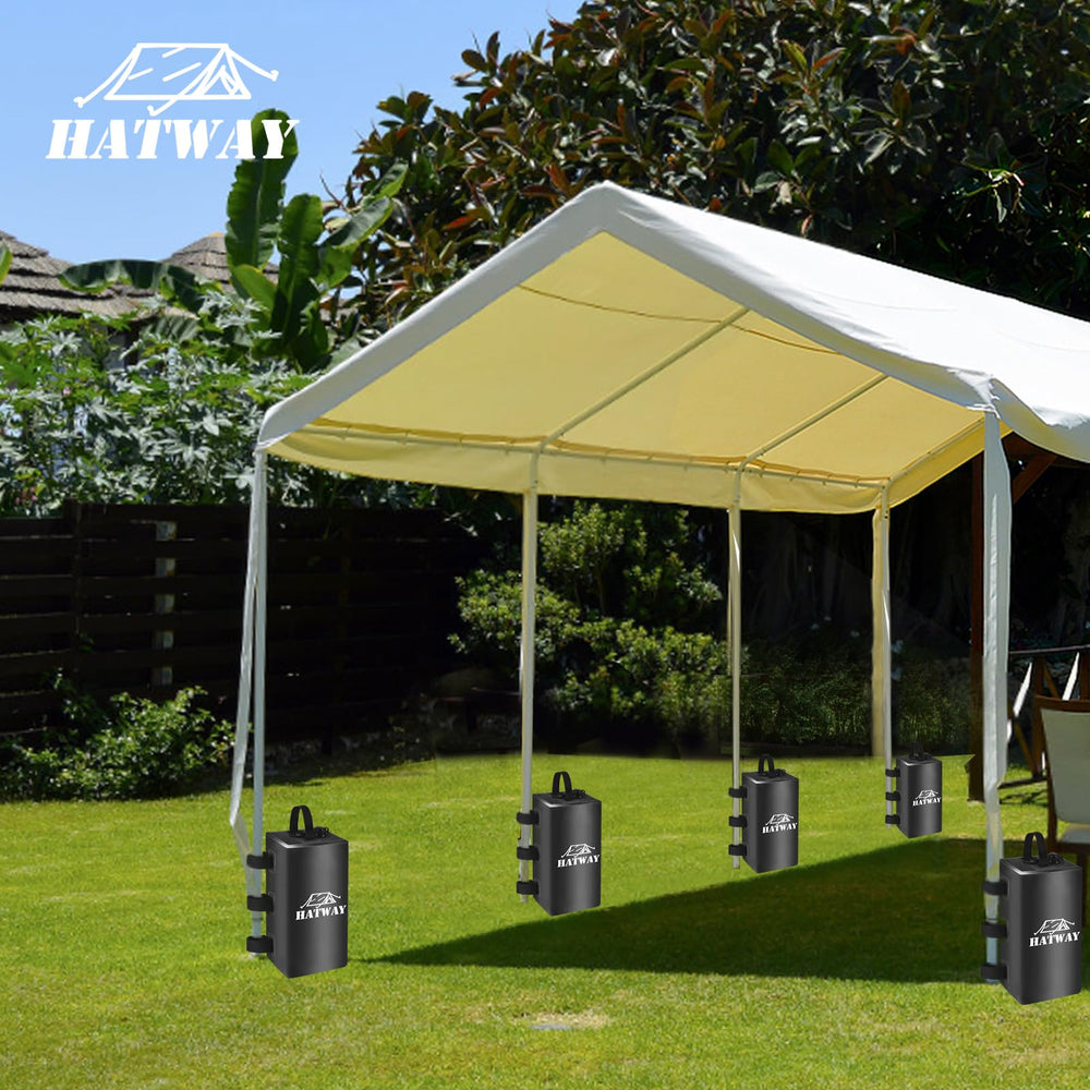 Hatway Canopy Weights with water-filled bags attached to a gazebo