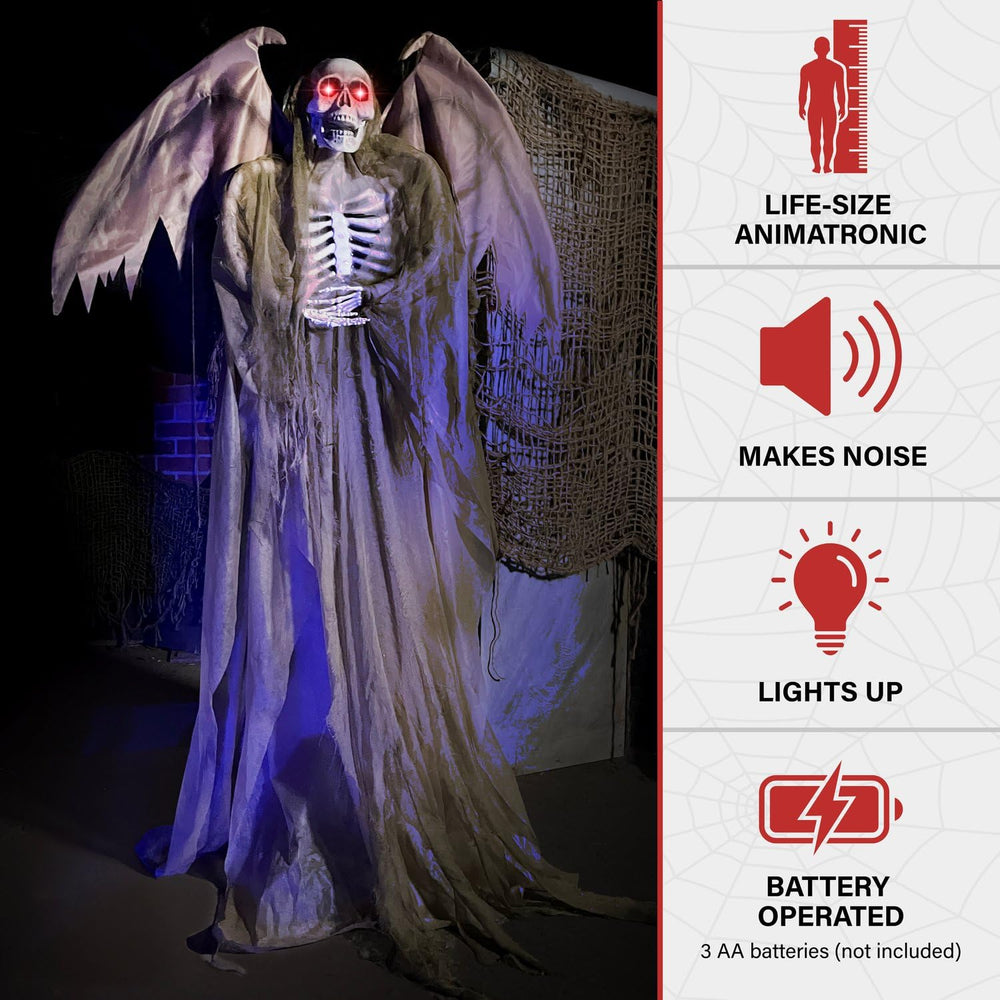 Haunted Hill Farm 5.5 Ft Animatronic Reaper with glowing eyes