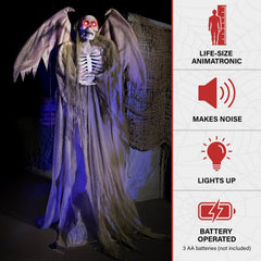 Haunted Hill Farm 5.5 Ft Animatronic Reaper with glowing eyes