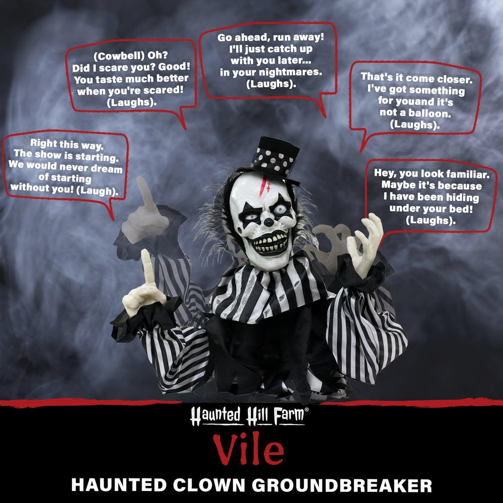 Haunted Hill Farm Clown with red LED flashing eyes