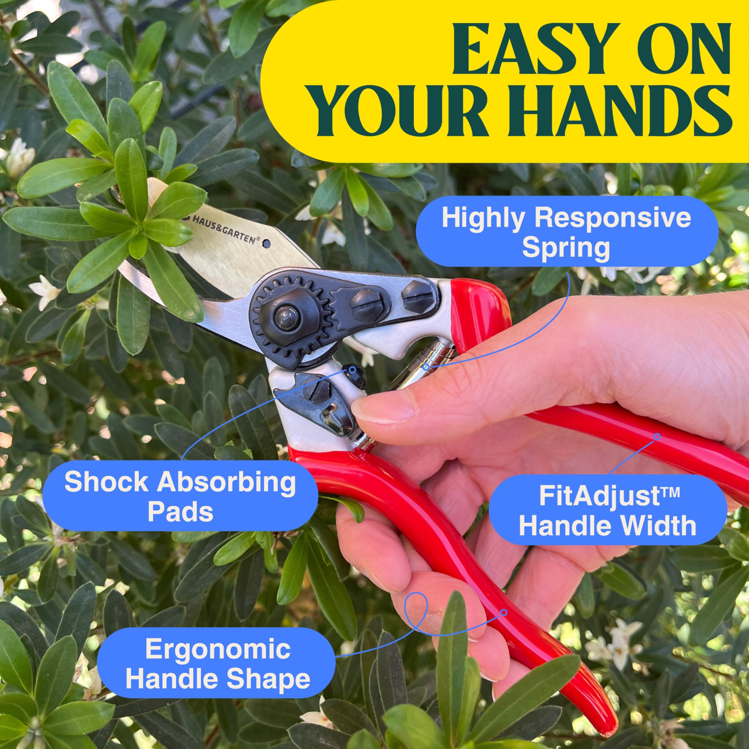 Haus & Garten pruning shears displayed on a wooden table