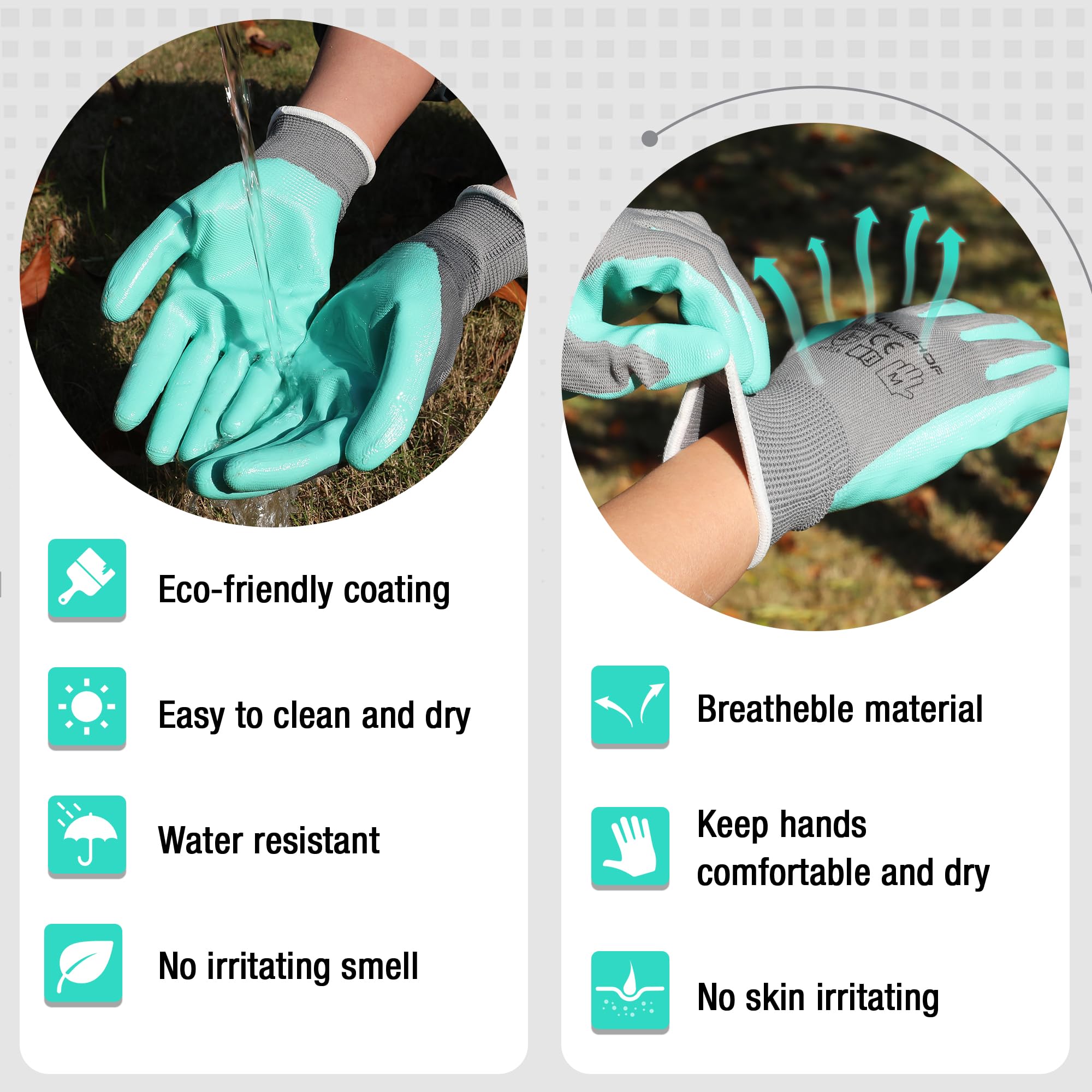 HAUSHOF Garden Working Gloves side view showing nitrile coating