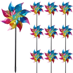 Hausse 10 pack reflective pinwheels in colorful design