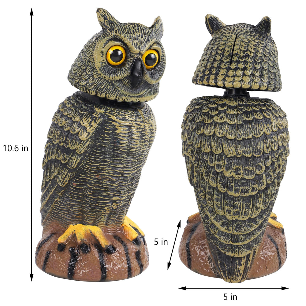 Hausse owl decoy in garden setting