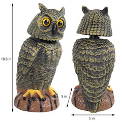 Hausse owl decoy in garden setting