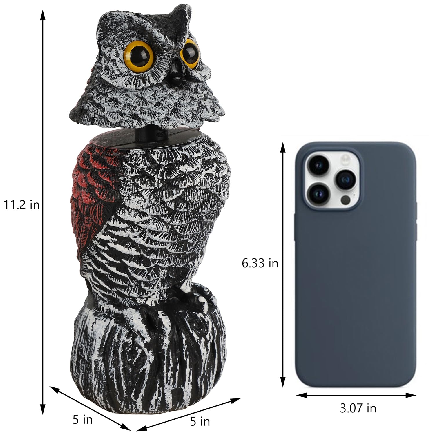 Hausse owl decoy with wagging head outdoor garden