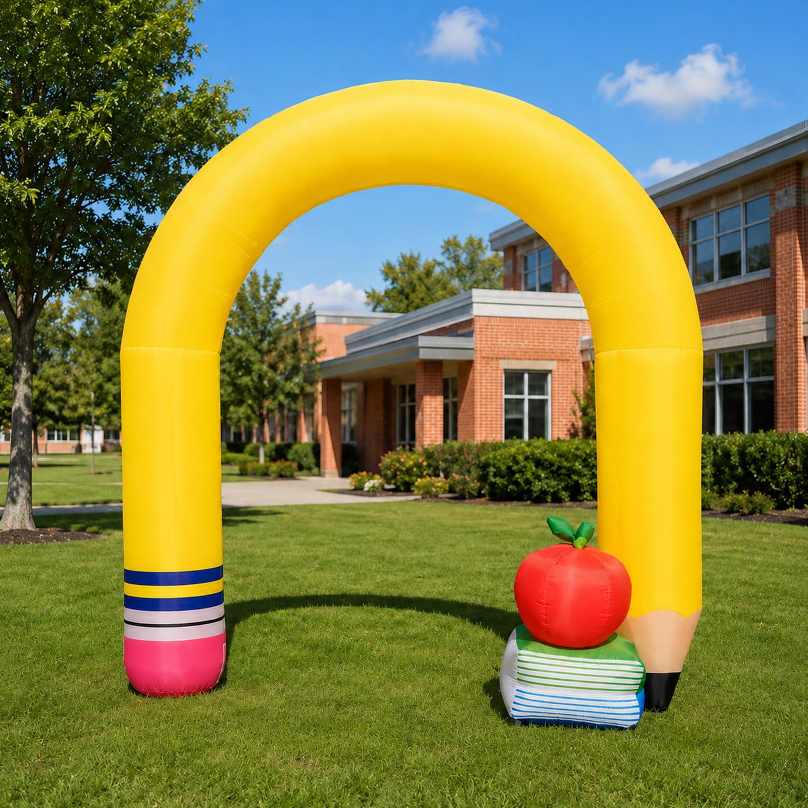 Hauwellter 9Ft inflatable pencil arch with LED lights front view