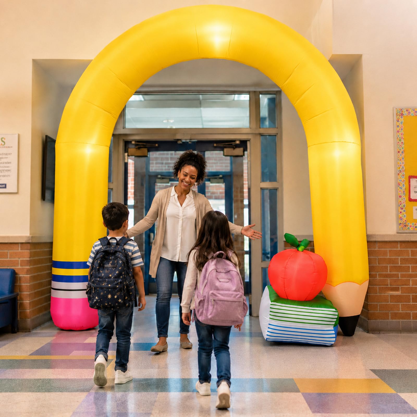 Hauwellter inflatable pencil arch displayed at a school event