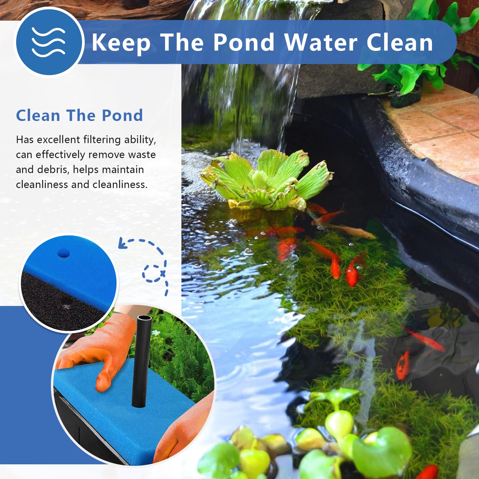 HAVANSIDY filter pads placed in an outdoor pond