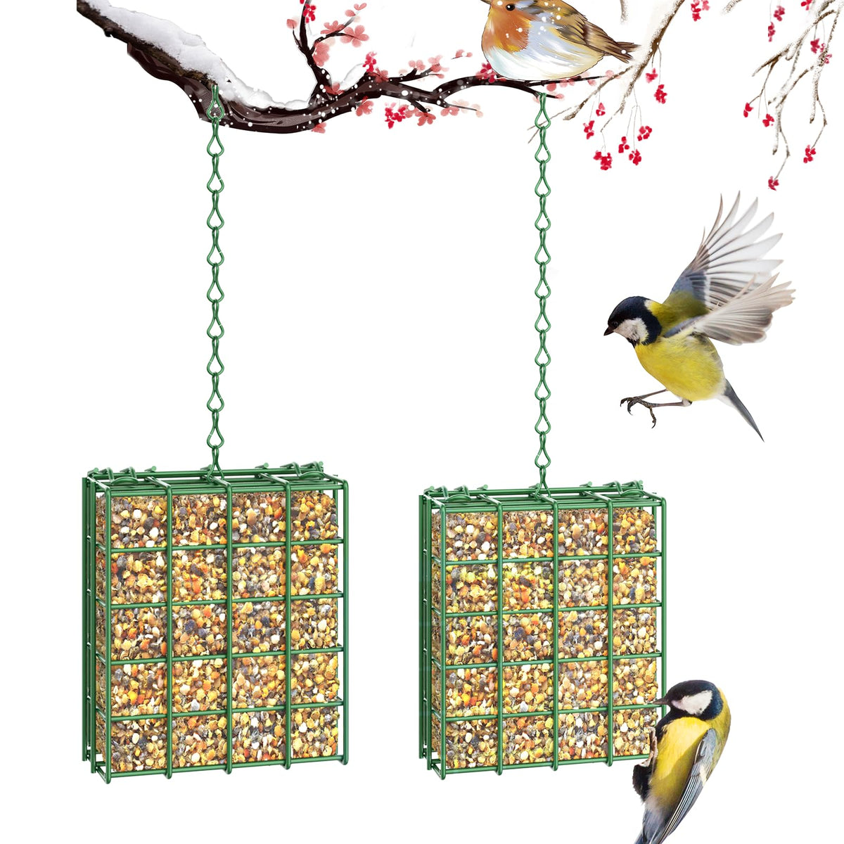 HAVENATURE Bird Feeder front view, green metal design
