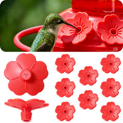 Haxmdfa 2-in-1 Bee Guard Silicone Hummingbird Feeder Flower Red