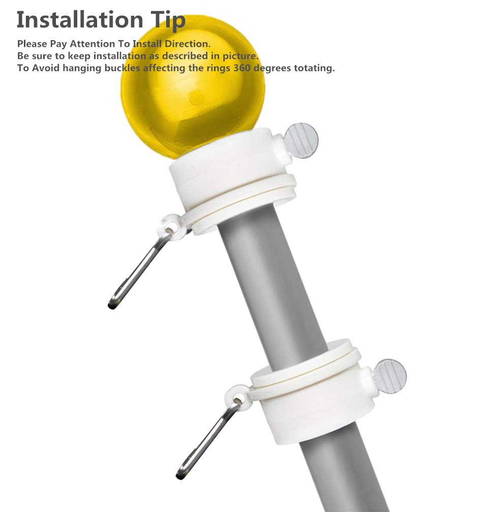 Hayodo Tangle Free Flag Pole Mounting Ring Clip, installation example