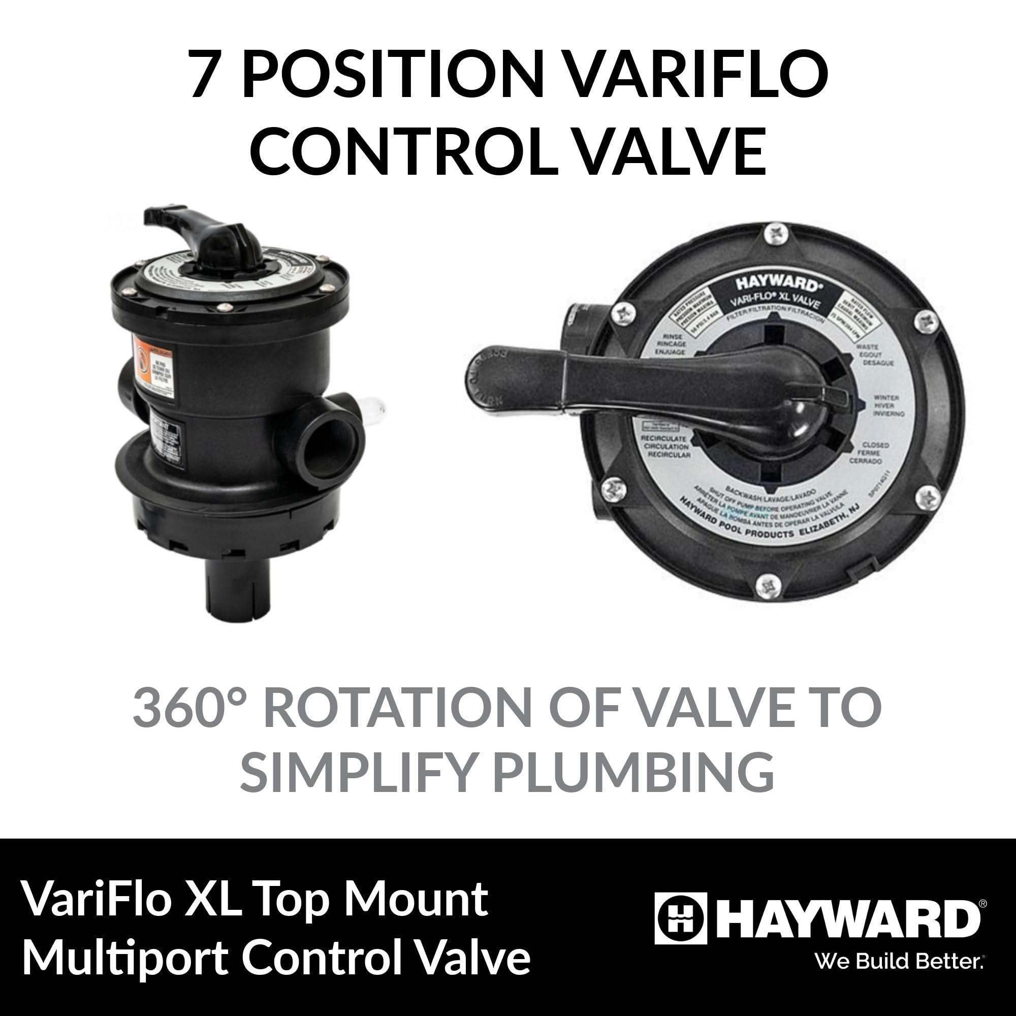 Hayward Vari-Flo valve with plumbing connections