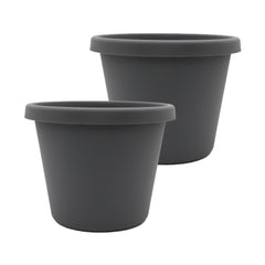 HC Companies Prima Round Planter Pot 12 inch warm gray front view