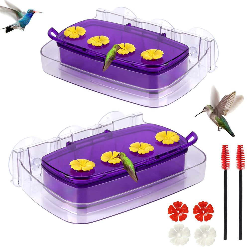 HCGADON 2 Pack Window Hummingbird Feeder with suction cups and flower ports