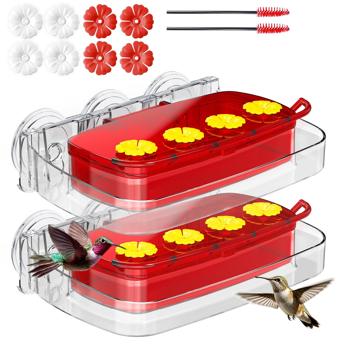 HCGADON Window Hummingbird Feeder front view with red colour