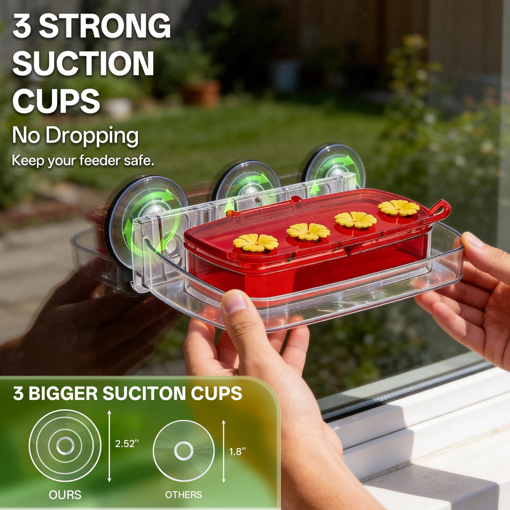 HCGADON Window Hummingbird Feeder with four feeding ports