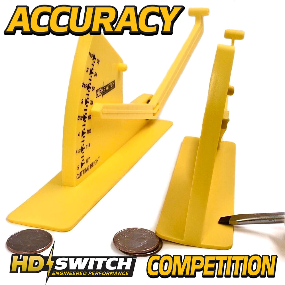 HD Switch Deck Leveler Gage with a hammer placed on the extension