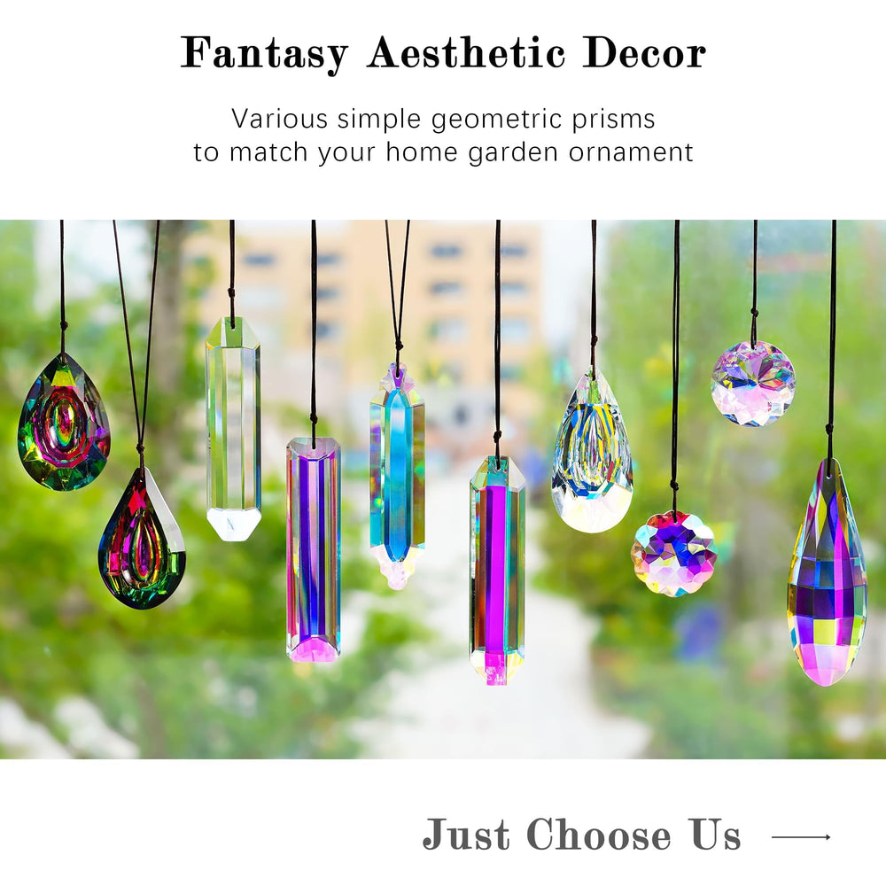 HDCRYSTALGIFTS crystal prisms in sunlight creating rainbow reflections