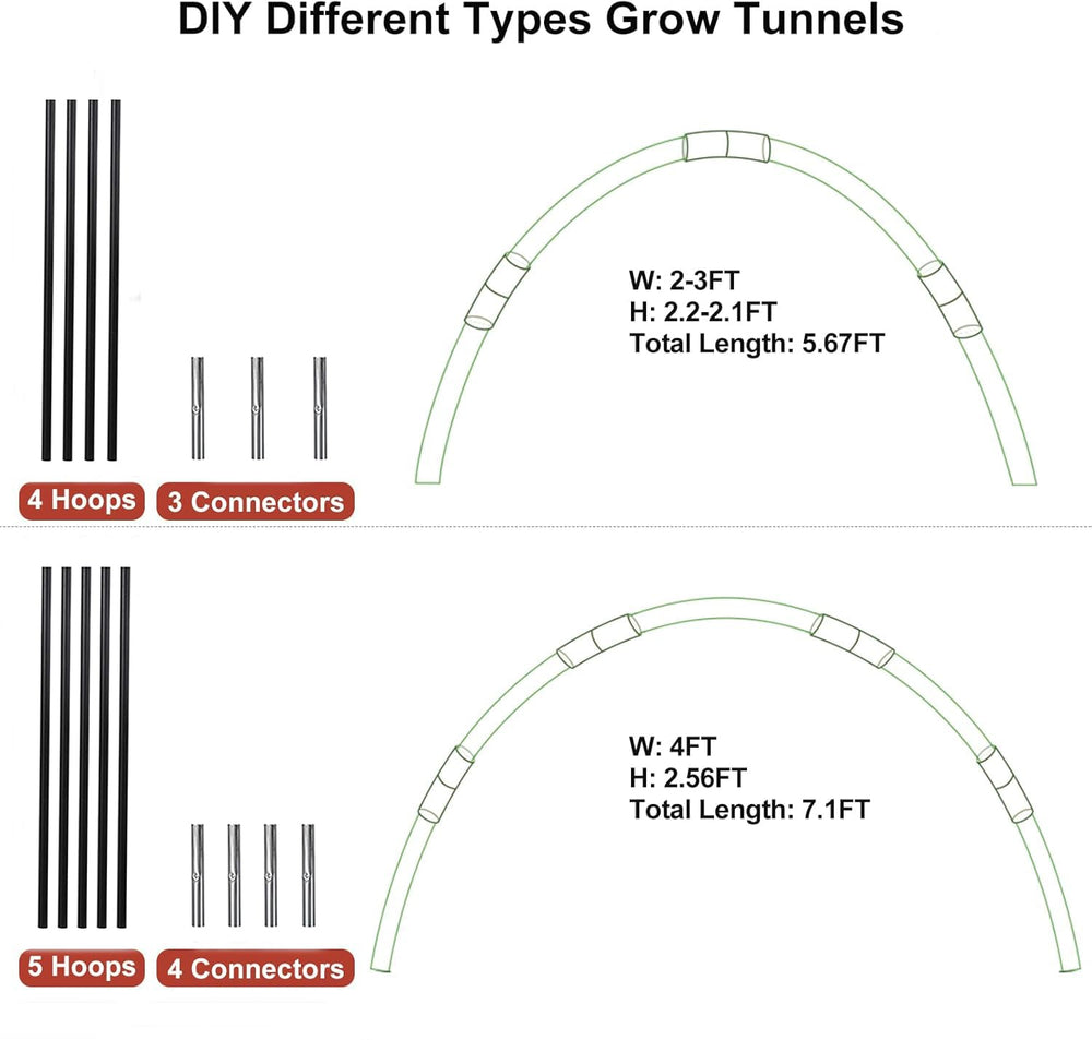 Hdeoops Greenhouse Hoops package with connectors and clamps