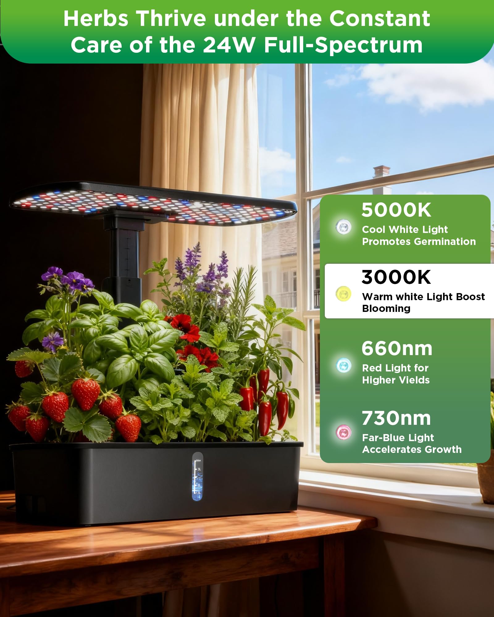 hdroor Hydroponics Growing System Kit components with seed pod kits