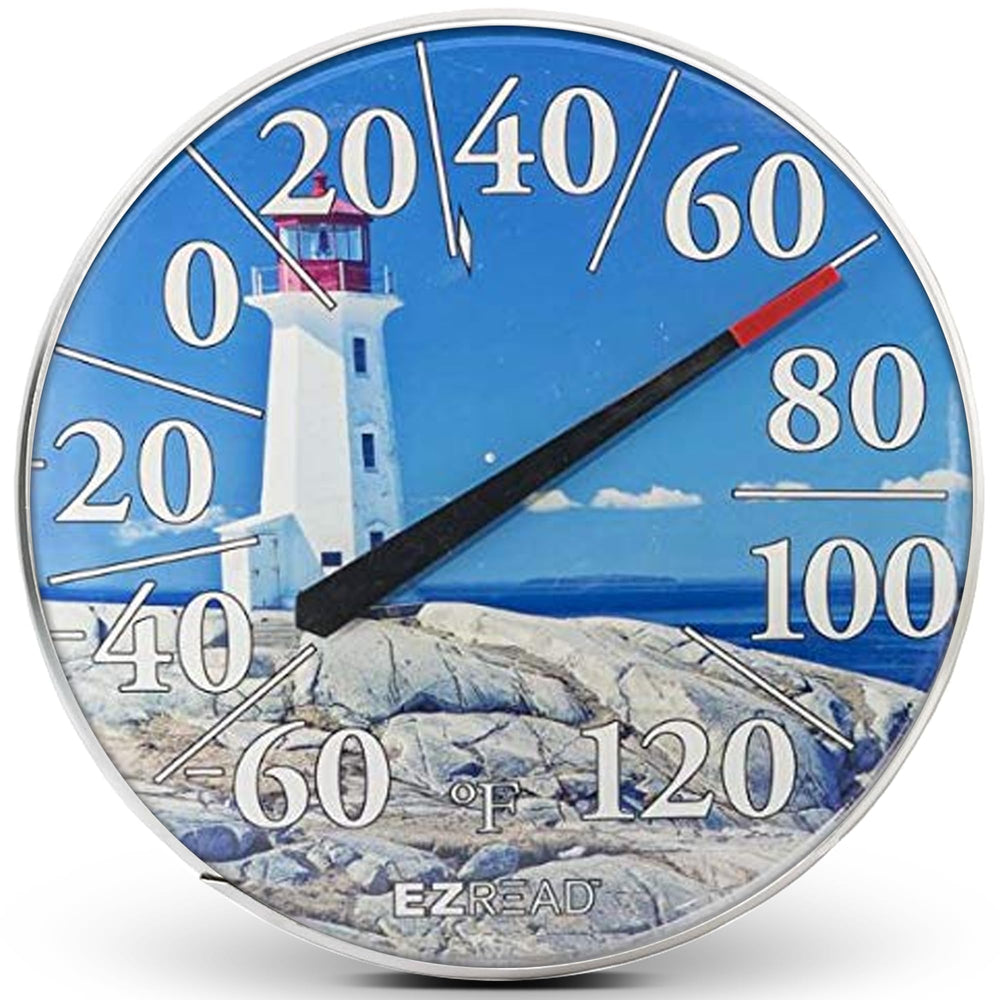 Headwind EZREAD 12.5-inch Hanging Dial Thermometer in Lighthouse design