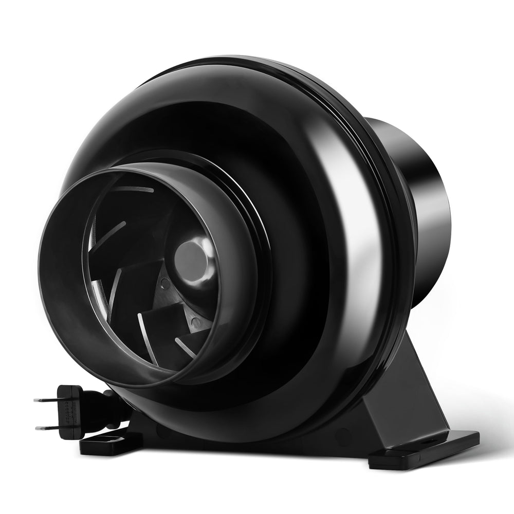 HealSmart 4 Inch Exhaust Inline Duct Fan front view, black
