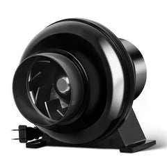 HealSmart 4 Inch Exhaust Inline Duct Fan front view, black