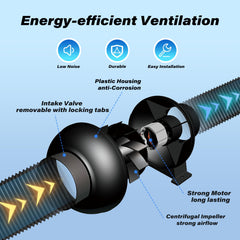 HealSmart 4 Inch Exhaust Inline Duct Fan side view showing fan blades