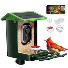 HEAPETS Bird Feeder with Camera front view, Grass Green
