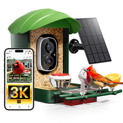 HEAPETS Smart Bird Feeder with camera and solar panel, front view