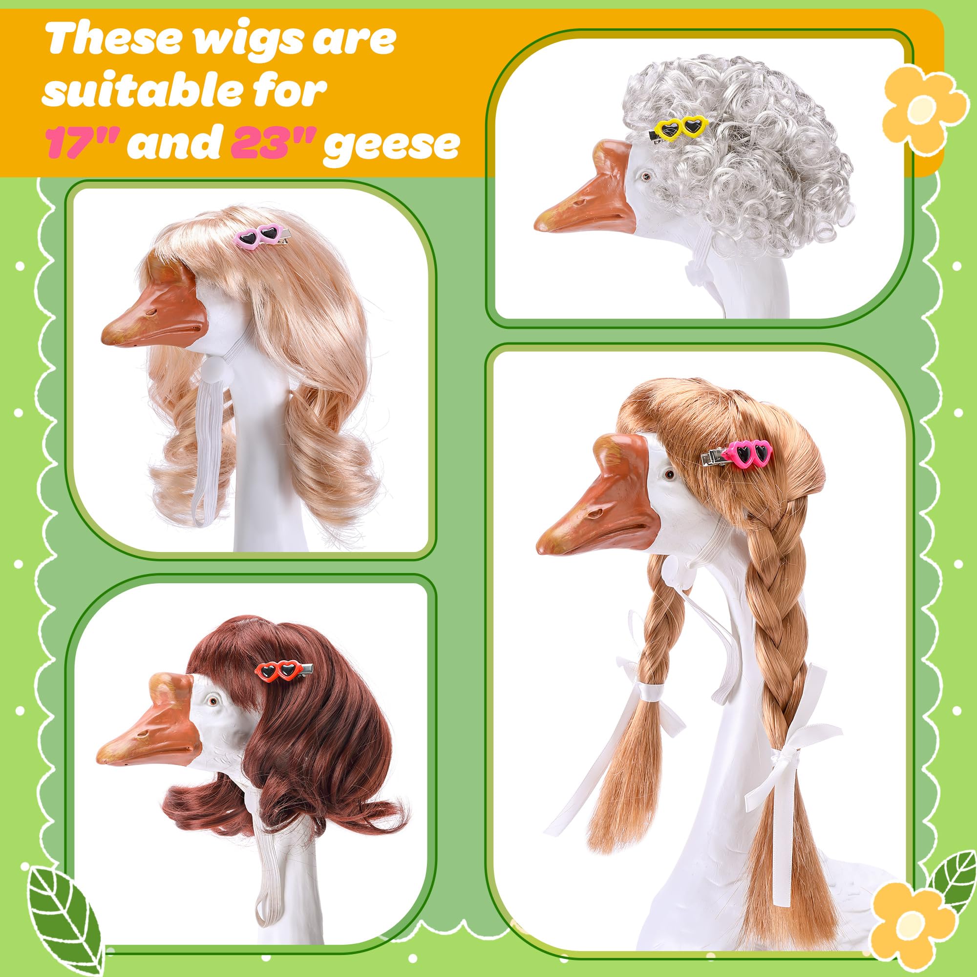 Heart-shaped hair clips included with Porch Goose Wigs