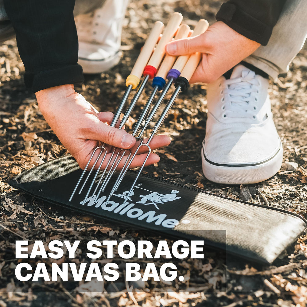 Heat-resistant canvas pouch for MalloMe S'mores sticks
