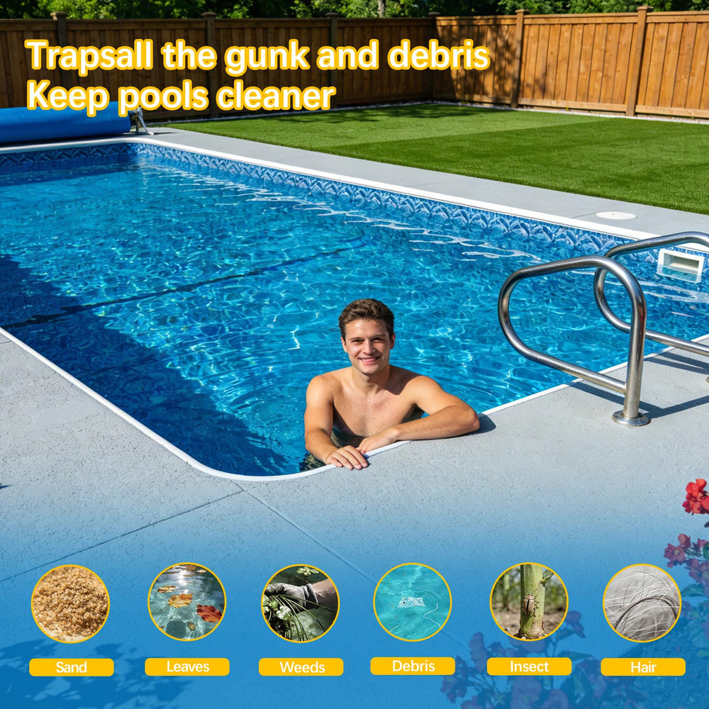 HeatPure Pool Skimmer Socks in use in a pool