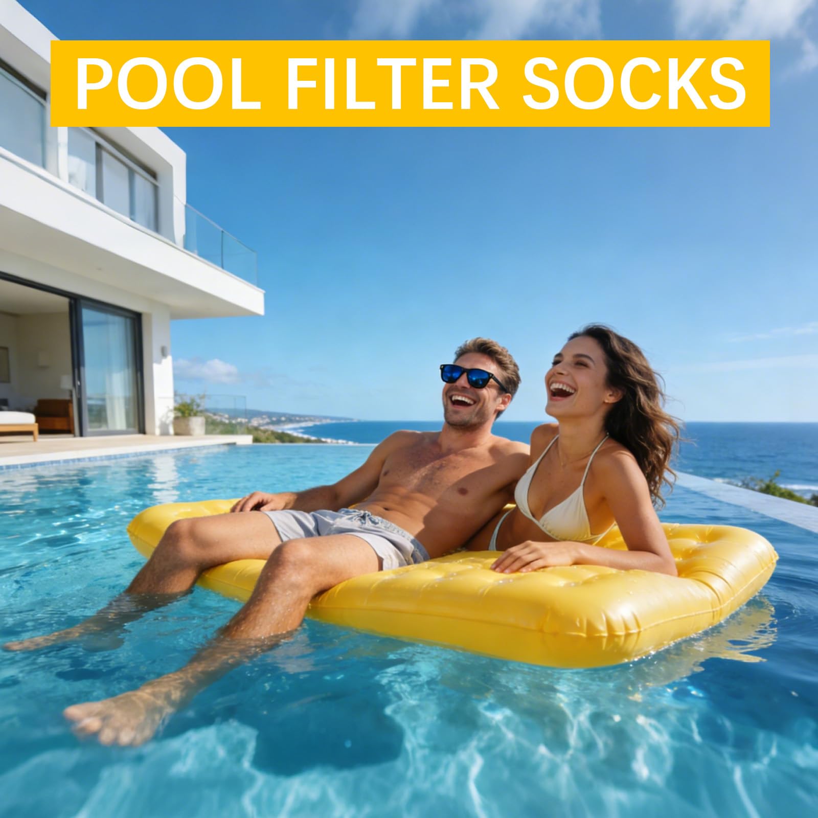 HeatPure Pool Skimmer Socks on a skimmer basket